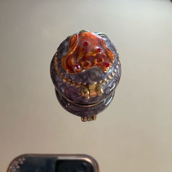 Vintage Enamel Trinket Round Box Vintage Perfume Decanter - Picture 6 of 16